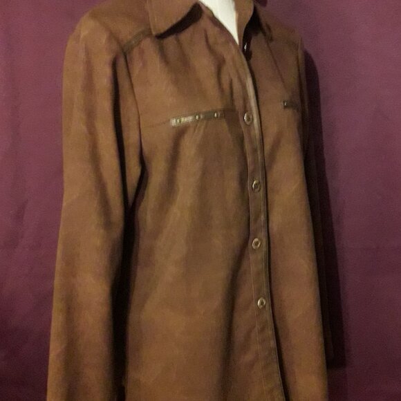 Vintage 80s 1980s Womens Unisex ConradC Western Dress Shirt - Brown Small Medium - Picture 3 of 10